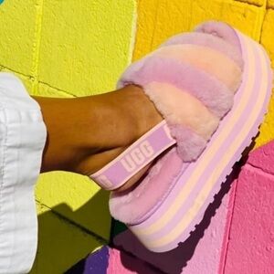 UGG Pride Disco Stripe Slide Sandal Pastel Platform Soles Wedges
